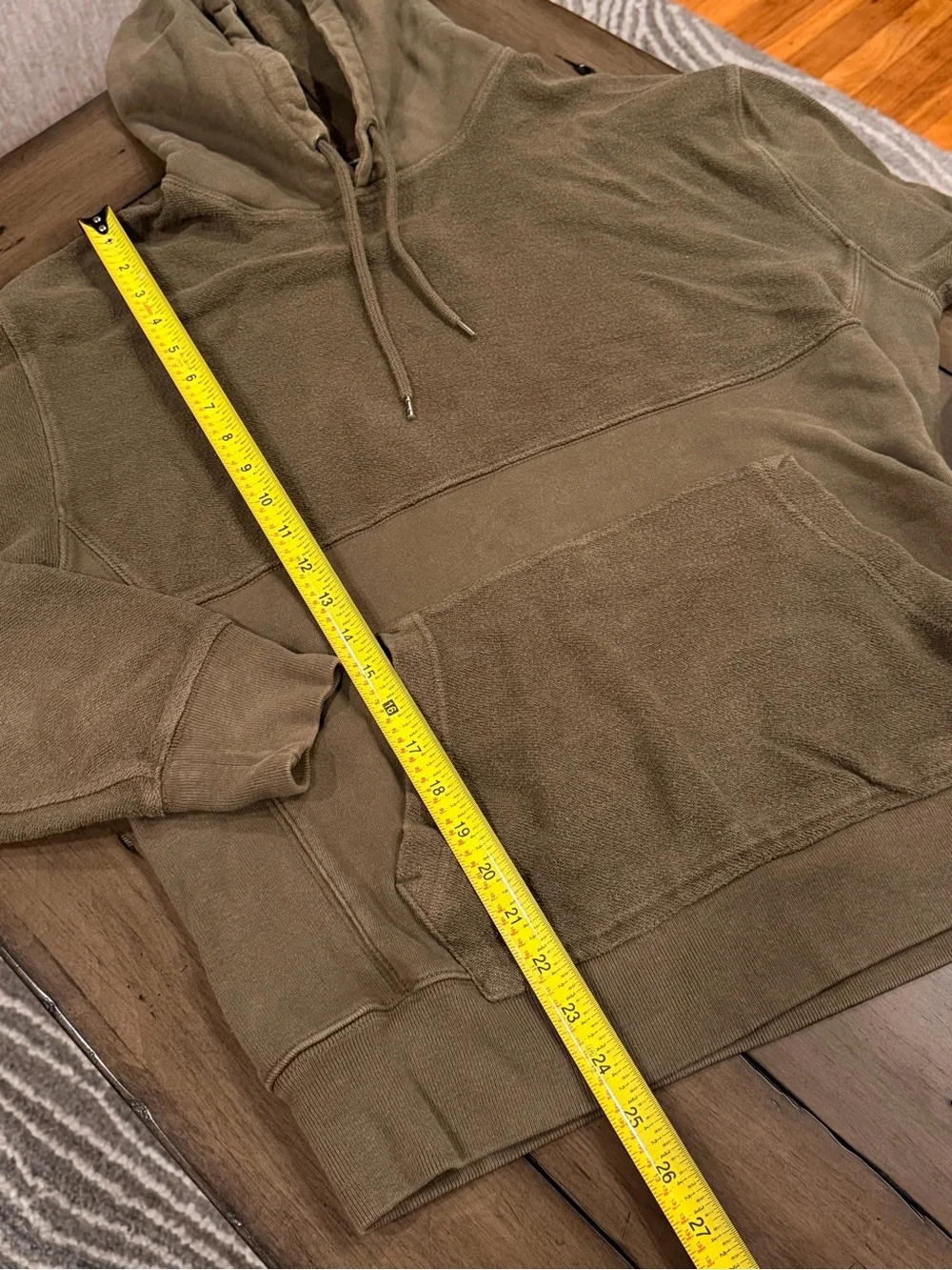J. Crew Olive Green Thick Textured Cotton Hoodie EUC #453